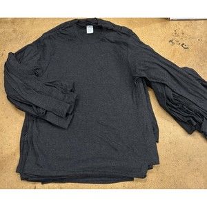 19 Port & Company Ring Spun Long Sleeve Plain Blank T-Shirt Mens M Dark Grey